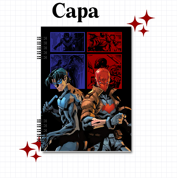 Caderno ou Fichário 1 matéria Asa noturna e Capuz Vermelho