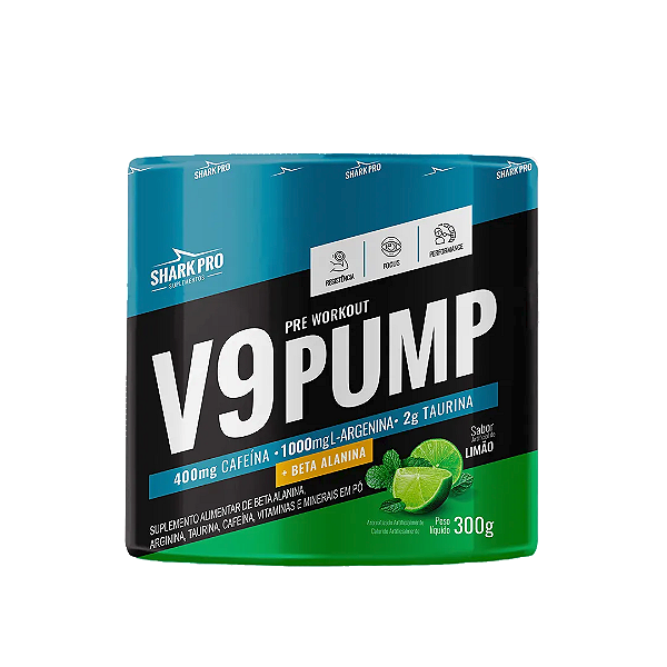 V9-PUMP PRE WORKOUT - PRÉ TREINO 300G Limão