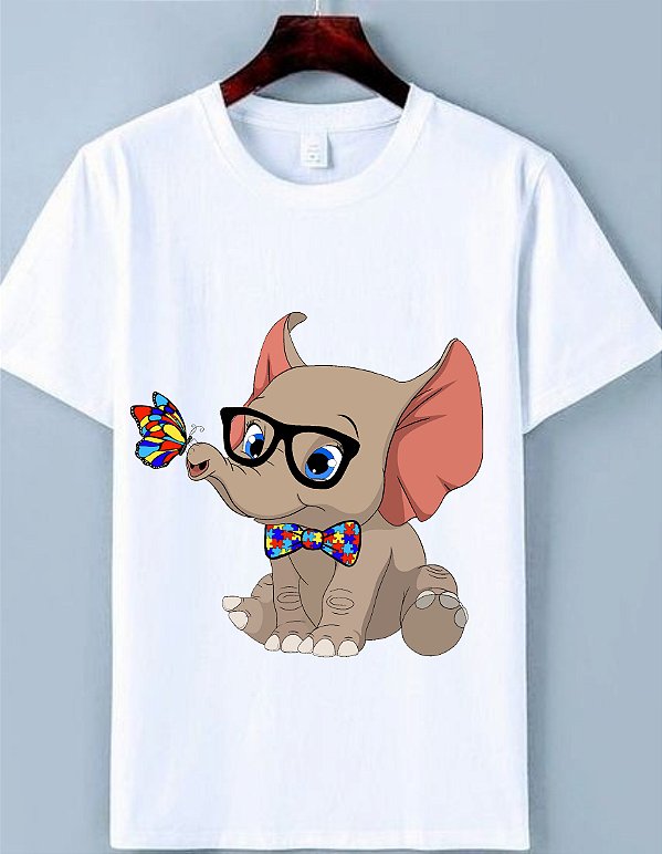 Camisa Autismo Elefante Elefantinho Gravara Borboleta