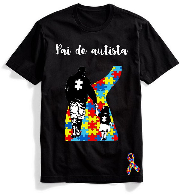 Camisa Preta Pai e Menina Filha Autismo