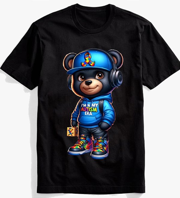 Camisa Autismo Preta 100% Algodão n°53
