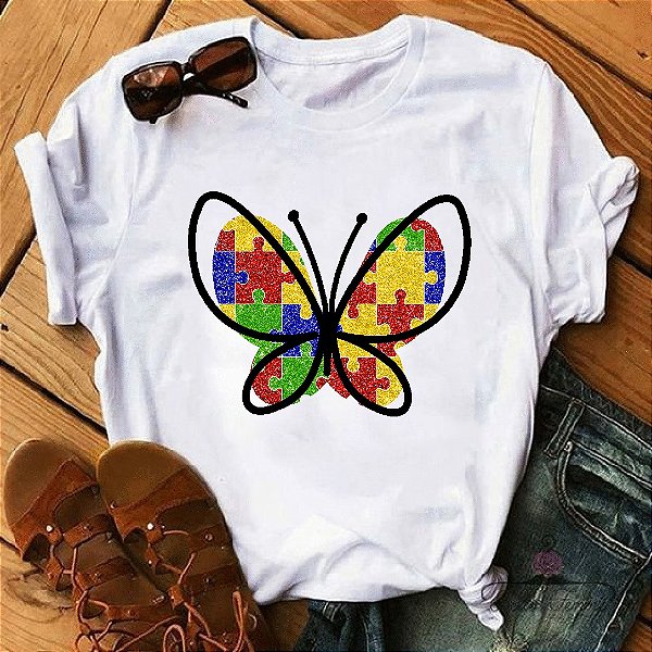 Camisa Borboleta Algodão Autismo