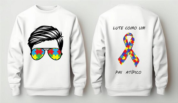 Blusa Moletom Preta Pai Atípico Autismo Fechada Sem Bolso e Capuz