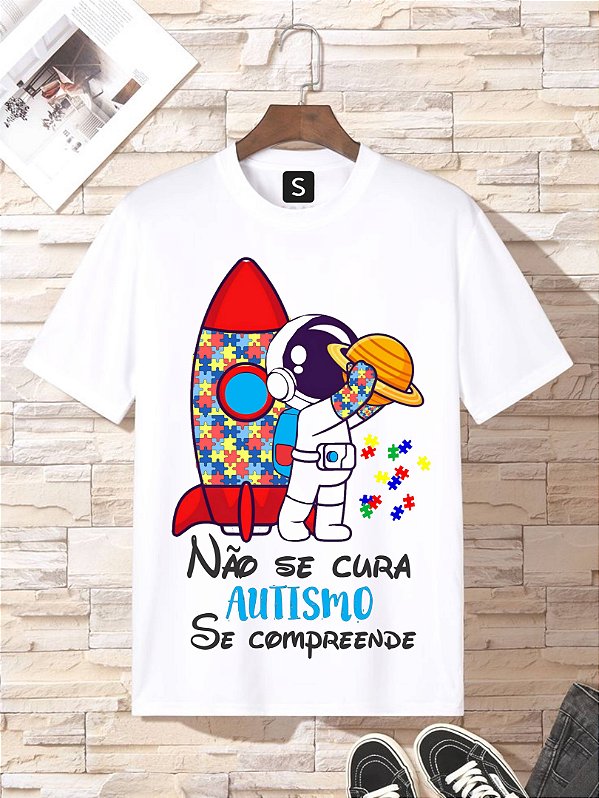 Camiseta autiismo Astronauta quebra cabeça