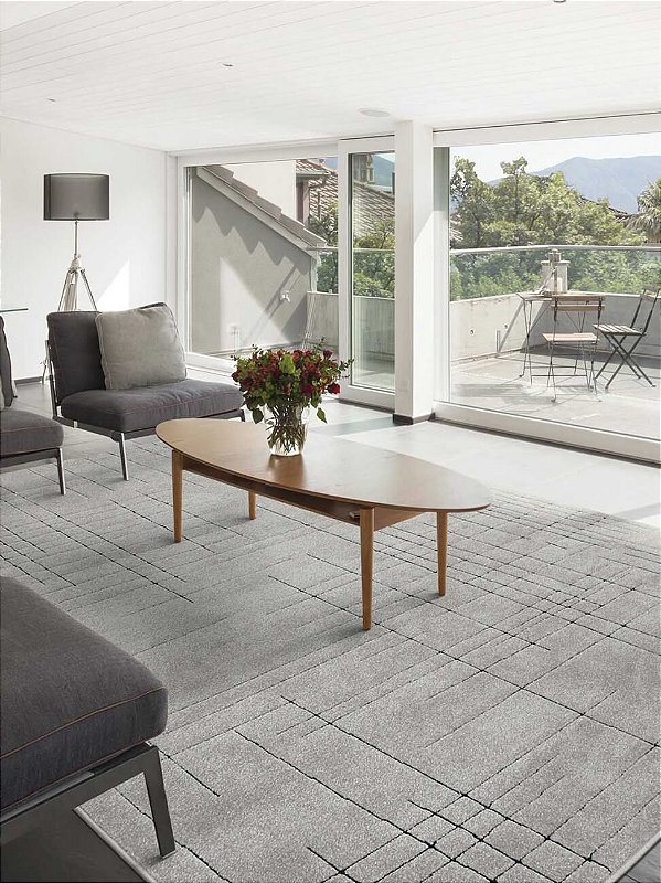 Tapete Para Sala/Quarto Toque Macio Geométrico Sofistik Fino - Tapetes São Carlos