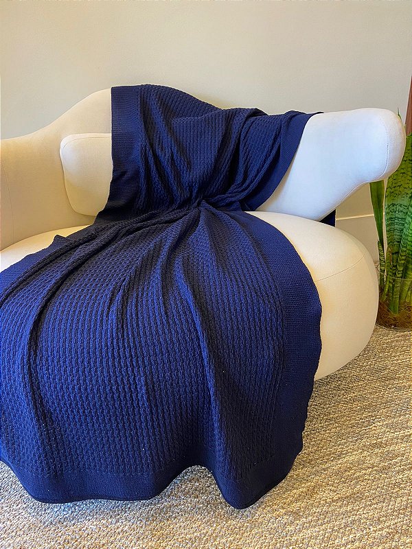 Manta de Tricot Azul Petróleo 75x210cm para Sofá e Cama