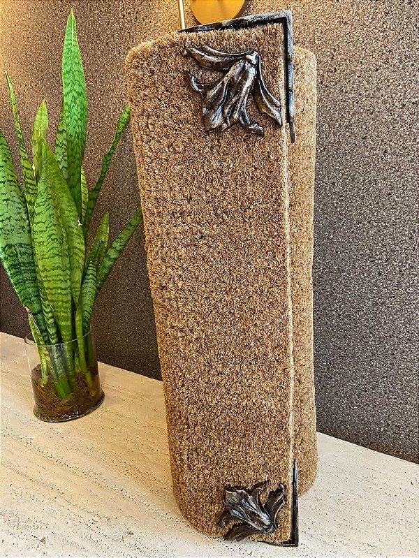 Capacho De Fibra de Coco Natural Luxo - Flor de Liz Bronze