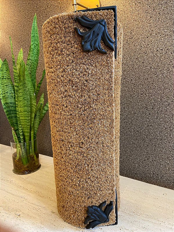 Capacho De Fibra de Coco Natural Luxo - Flor de Liz Preto