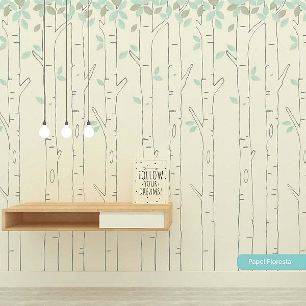 Papel De Parede Infantil Floresta Troncos