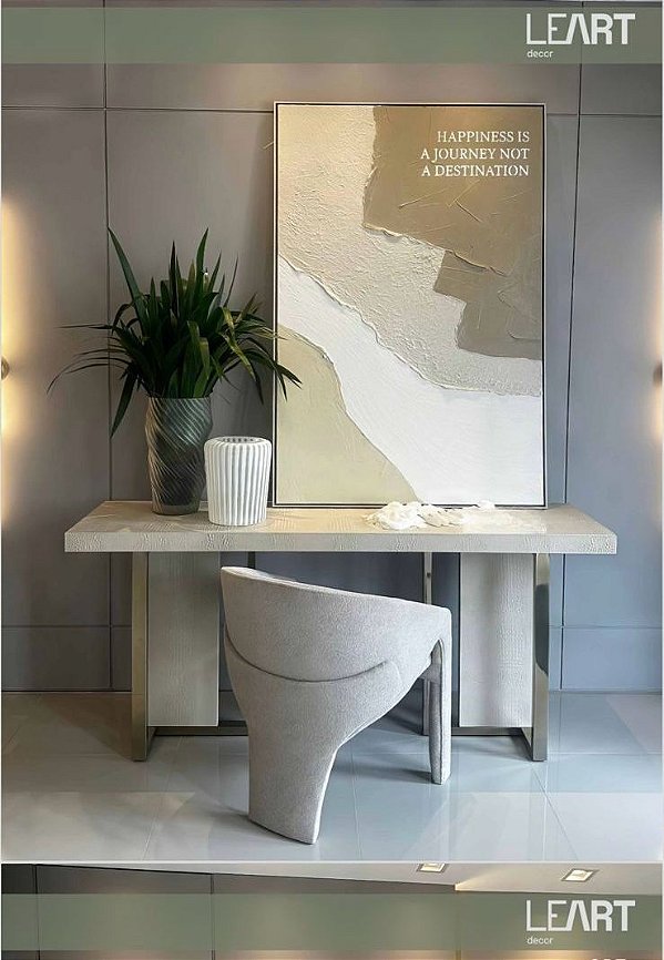 Quadro Decorativo Escrita Happiness Bege 0,85x1,25m - Leart