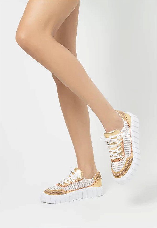 TENIS SCHUTZ  BALI TRICO - BRANCO BEGE NEUTRO