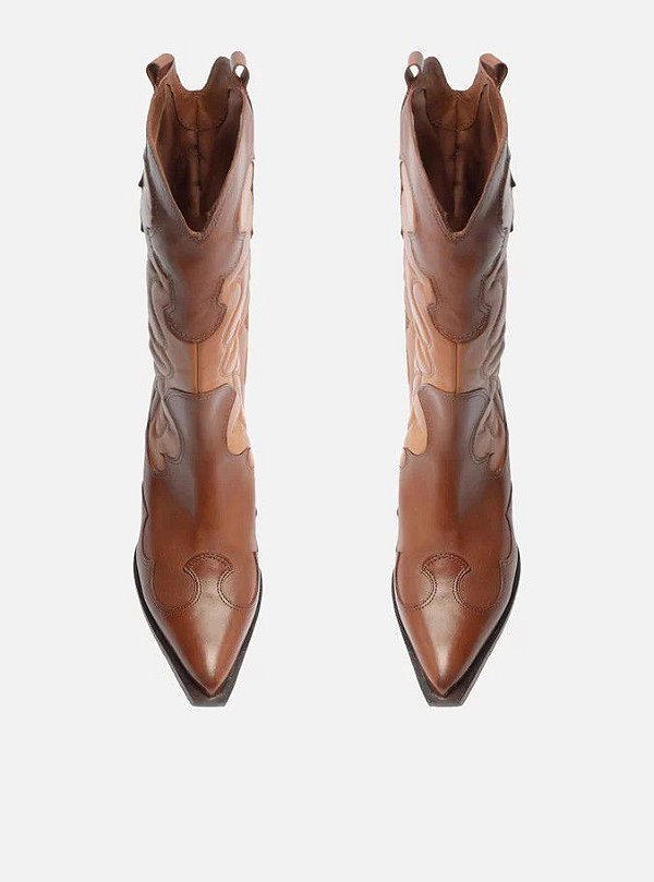 BOTA AREZZO COURO CANO MÉDIO WESTERN GEORGIA - MARROM
