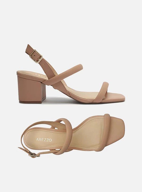 SANDALIA AREZZO SALTO BAIXO BLOCO BASICA NUDE Lojas Trend