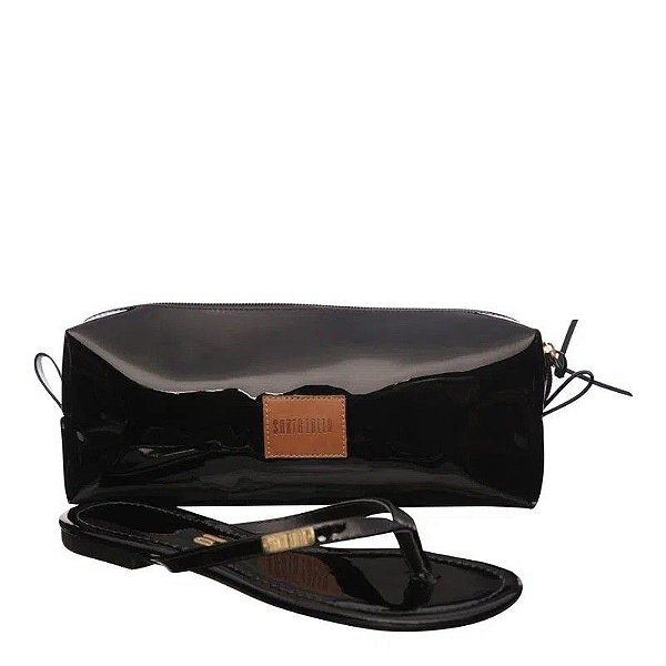 RASTEIRA SANTA LOLLA ENVERNIZADA COM NECESSAIRE - PRETA