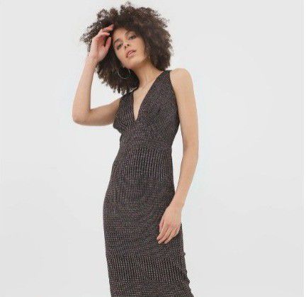 VESTIDO COLCCI MIDI LUREX - PRETO