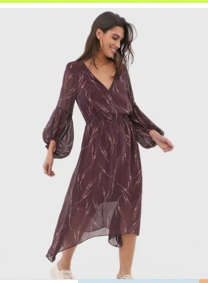 VESTIDO MARIA FILO MIDI TRIGO- ROXO