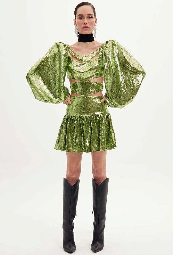 VESTIDO CURTO AMARANTE COM CUT OFF - VERDE