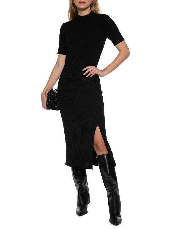 VESTIDO COLCCI CANELADO - PRETO