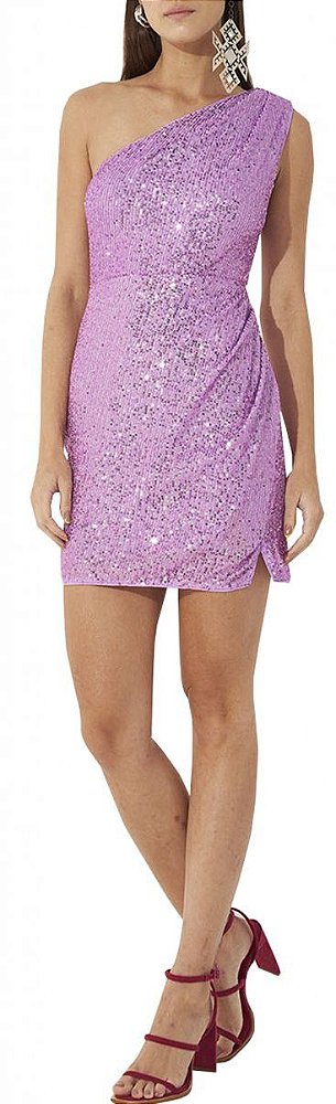 VESTIDO COLCCI ASSIMETRICO PAETE - LILAS