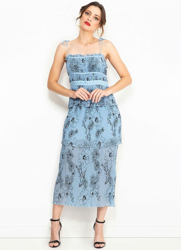 VESTIDO COLCCI PLISSADO - AZUL