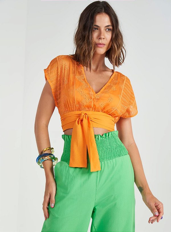 BLUSA COLCCI BORDADA - LARANJA