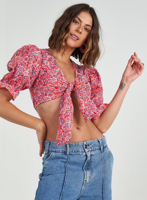 BLUSA COLCCI  ESTAMPADA -  BORDADA