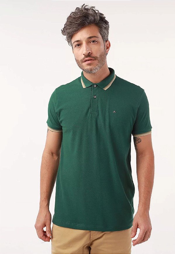 CAMISA POLO ARAMIS RETA FRISOS-  VERDE BANDEIRA