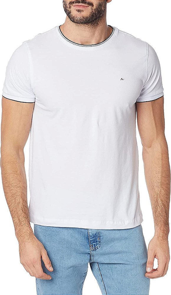 CAMISETA ARAMIS LISTRAS NA GOLA - BRANCO