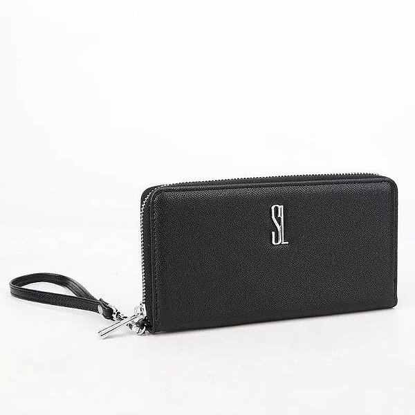 CARTEIRA SANTA LOLLA MATERIAL CAVIAR - PRETO