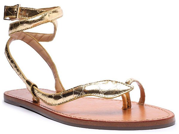 SANDALIA SCHUTZ RASTEIRA SNAKE COURO - DOURADO
