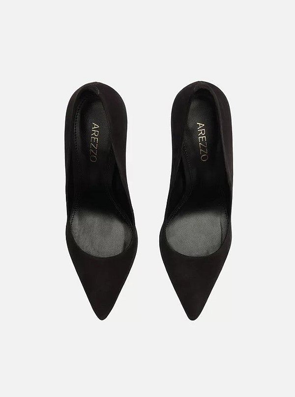 SCARPIN AREZZO SALTO ALTO NOBUCK - PRETO