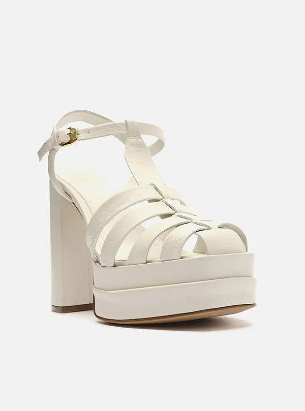 SANDALIA AREZZO SALTO ALTO MEIA PATA FISHERMAN - BRANCO