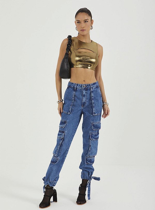 TOP COLCCI METALIZADO - DOURADO