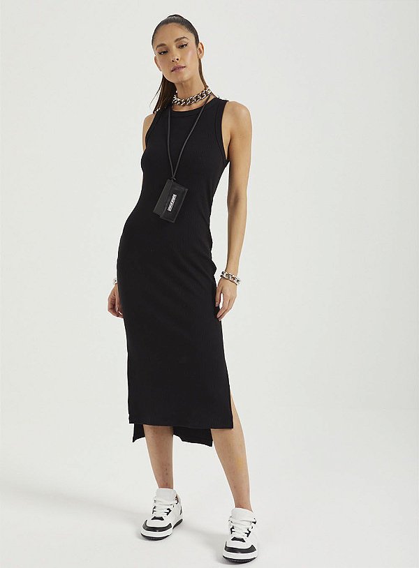 VESTIDO COLCCI CANELADO - PRETO