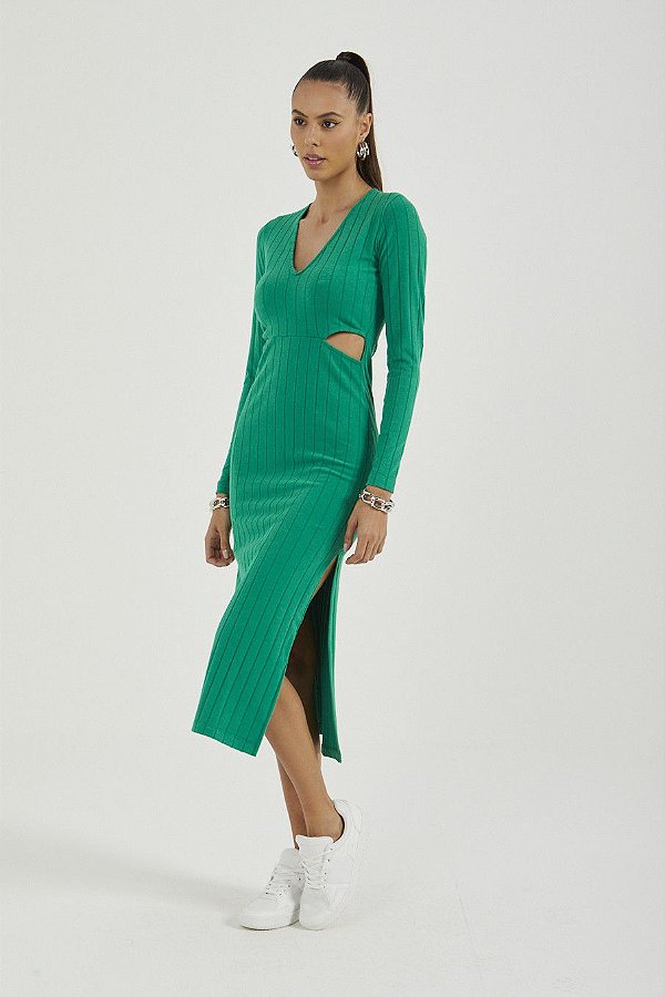 VESTIDO COLCCI CANELADO - VERDE WABI