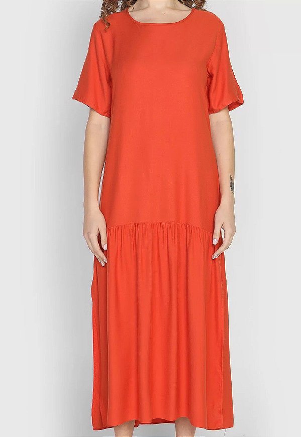 VESTIDO COLCCI MIDI FENDAS - LARANJA