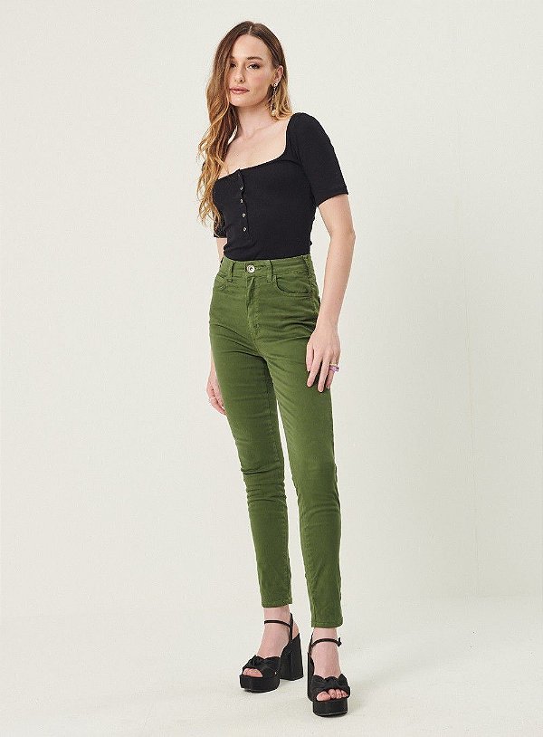 CALÇA COLCCI SARJA BRUNA STRETCH - VERDE GAFFA