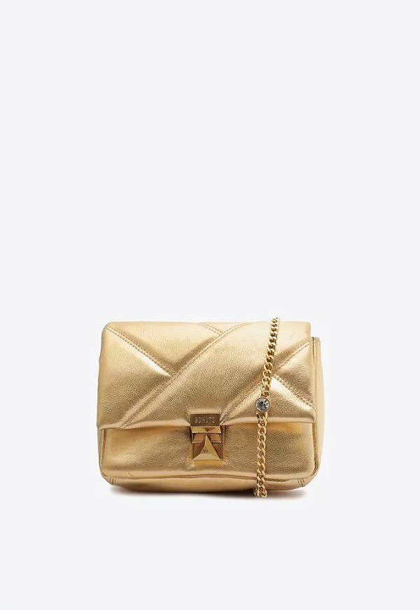 BOLSA SCHUTZ TIRACOLO PEQUENA PARKER COURO - DOURADA