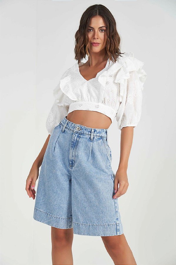 BLUSA COLCCI LAISE DETALHE BORDADO - OFF SHELL