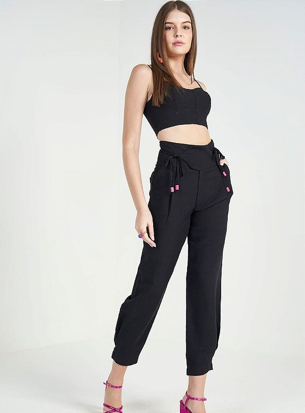 CALÇA COLCCI LINHO - PRETO