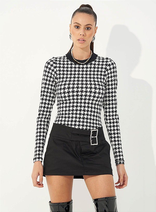 BLUSA COLCCI MANGA LONGA PIED DE POULE - VARIANTE