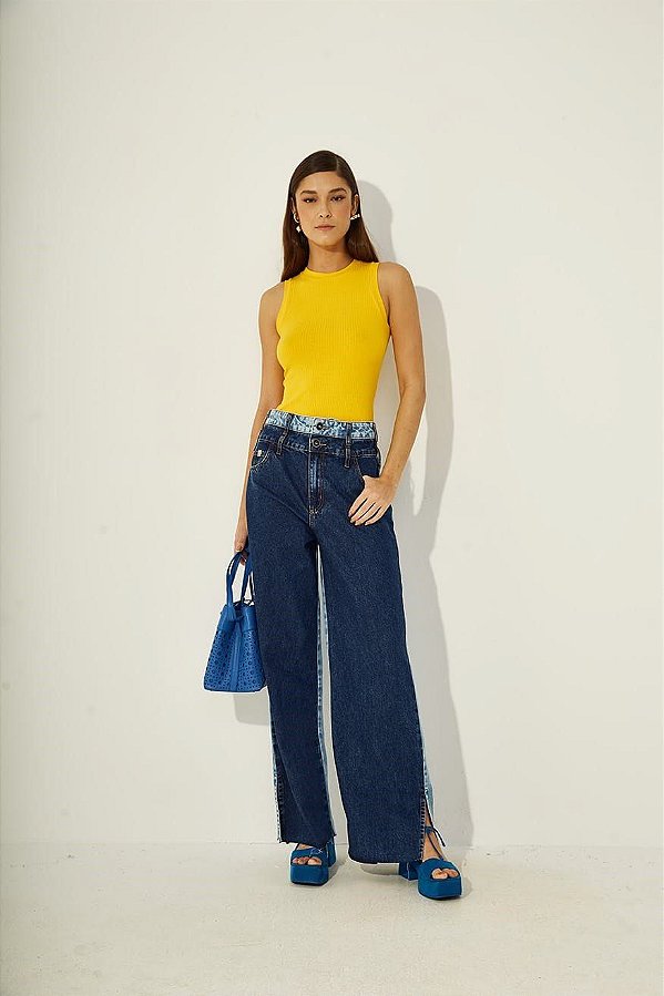 BLUSA REGATA COLCCI CANELADA - AMARELO SOLARIO