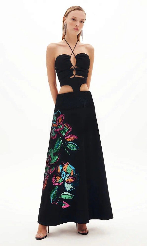 VESTIDO AMARANTE LONGO ALMA -PRETO