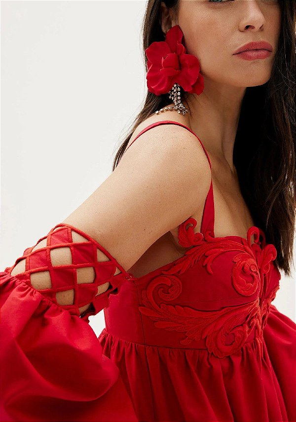 VESTIDO AMARANTE LONGO ARABESCO - VERMELHO