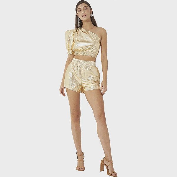 SHORT COLCCI SHORT METALIZADO DOURADO