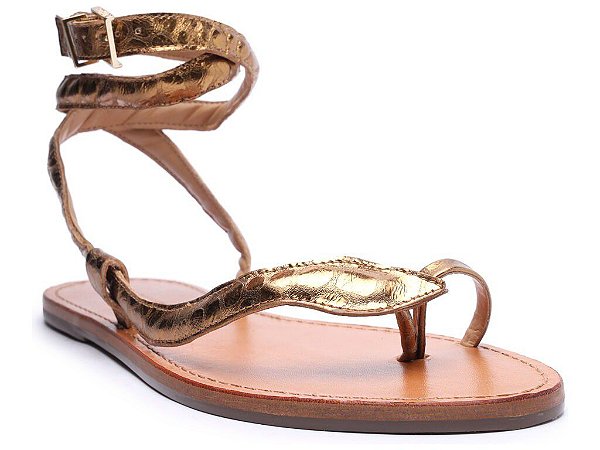 SANDALIA SCHUTZ RASTEIRA SNAKE COURO - BRONZE