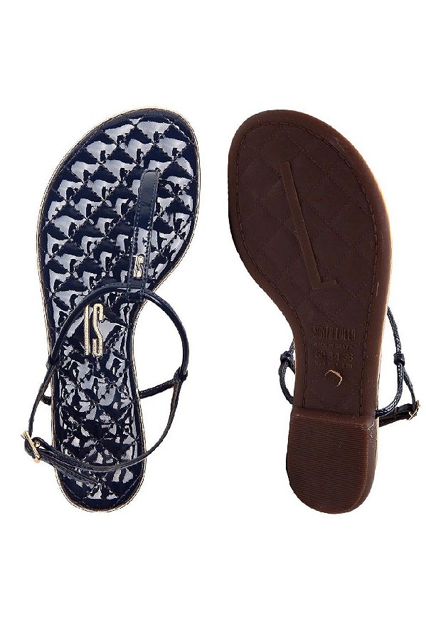 SANDALIA SANTA LOLLA RASTEIRA CONFORT VERNIZ - TRUE NAVY