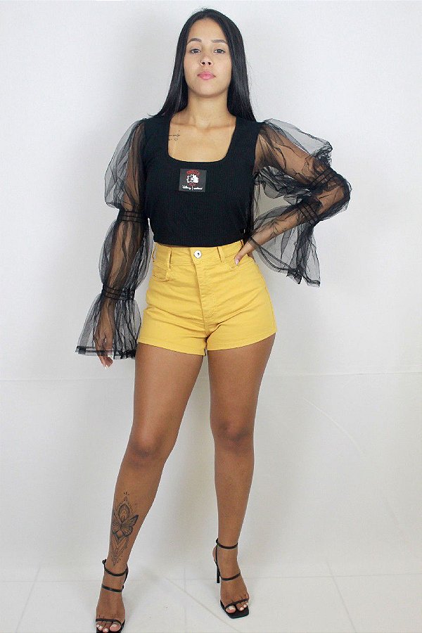 BLUSA COLCCI CANELADA DETALHE TULE
