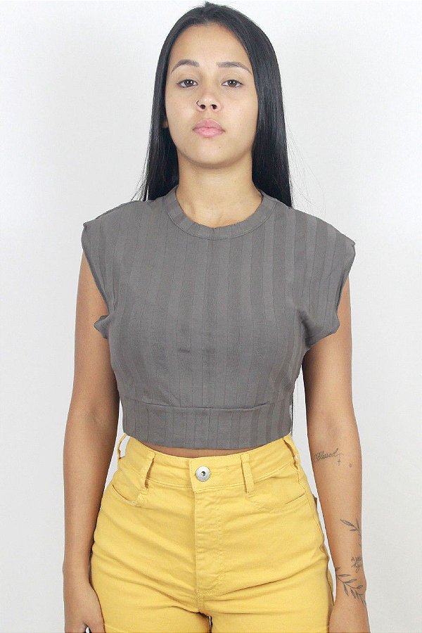 BLUSA COLCCI CANELADA - CINZA