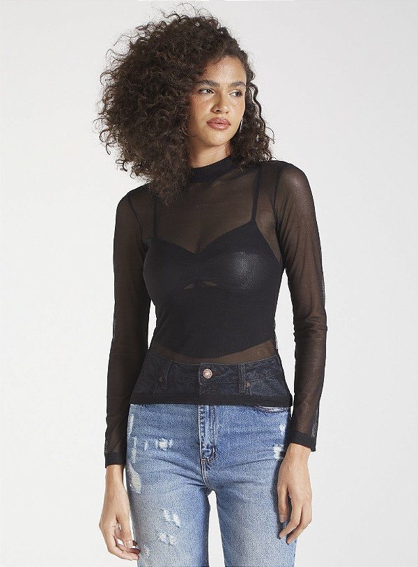 BLUSA FORUM TULE PRETO